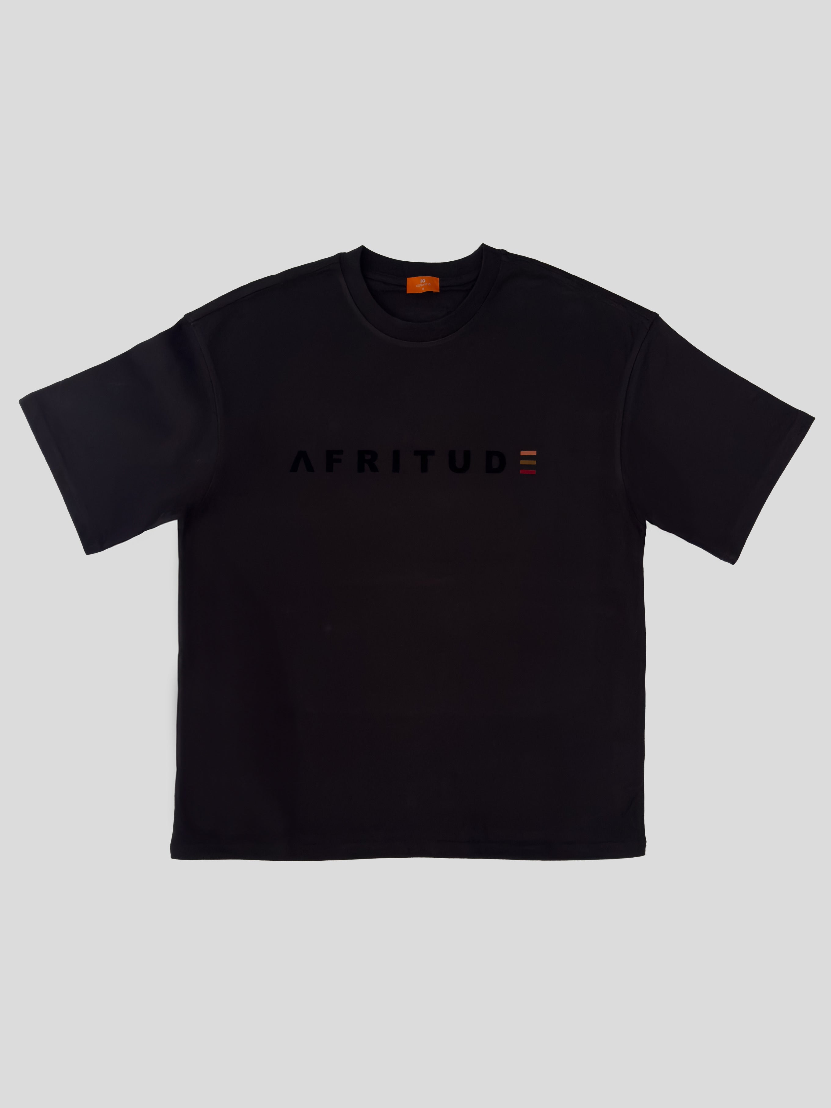 Afritude Flocked Print Black Tshirt