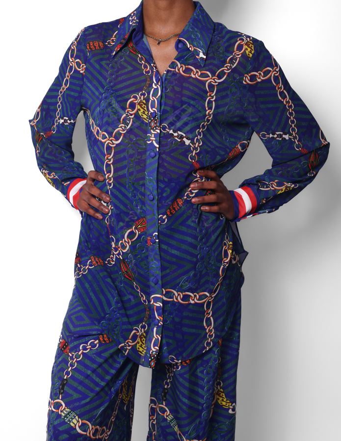 Blue Ashinor Chain Print Lounge Set