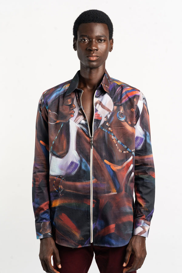 African Paintings art Zipper Shirt