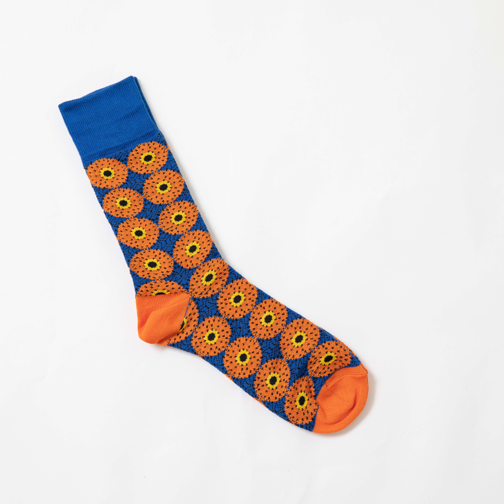 "GHANA SYMBOLISM" DESIGNER SOCKS - ORANGE/BLUE