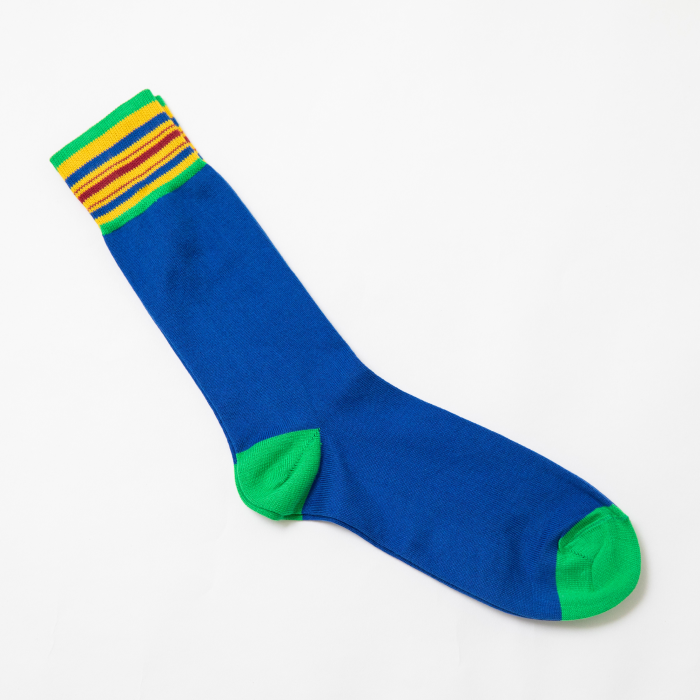 "KENTE STRIPE" DESIGNER SOCKS - BLUE/GREEN