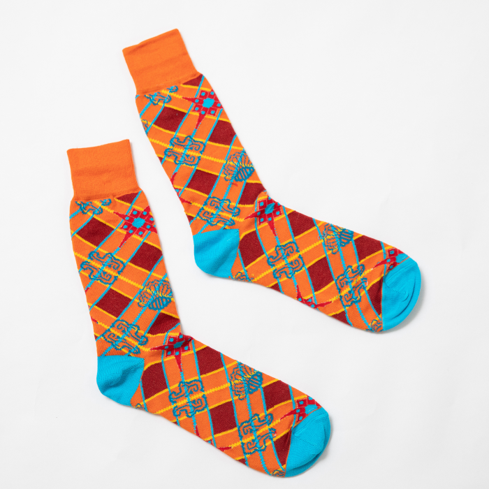 "AFRICA ARGYLE" PRINT DESIGNER SOCKS - MULTICOLOR