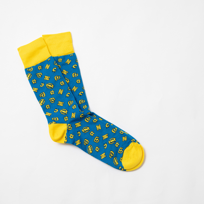 "ADINKRA" DESIGNER SOCKS - BLUE/YELLOW