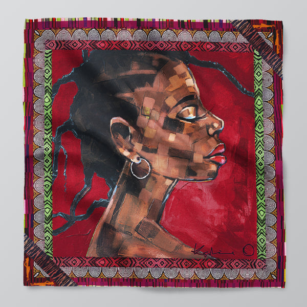 "BEAUTY COMES IN ALL SHADES" SILK SCARF - RED