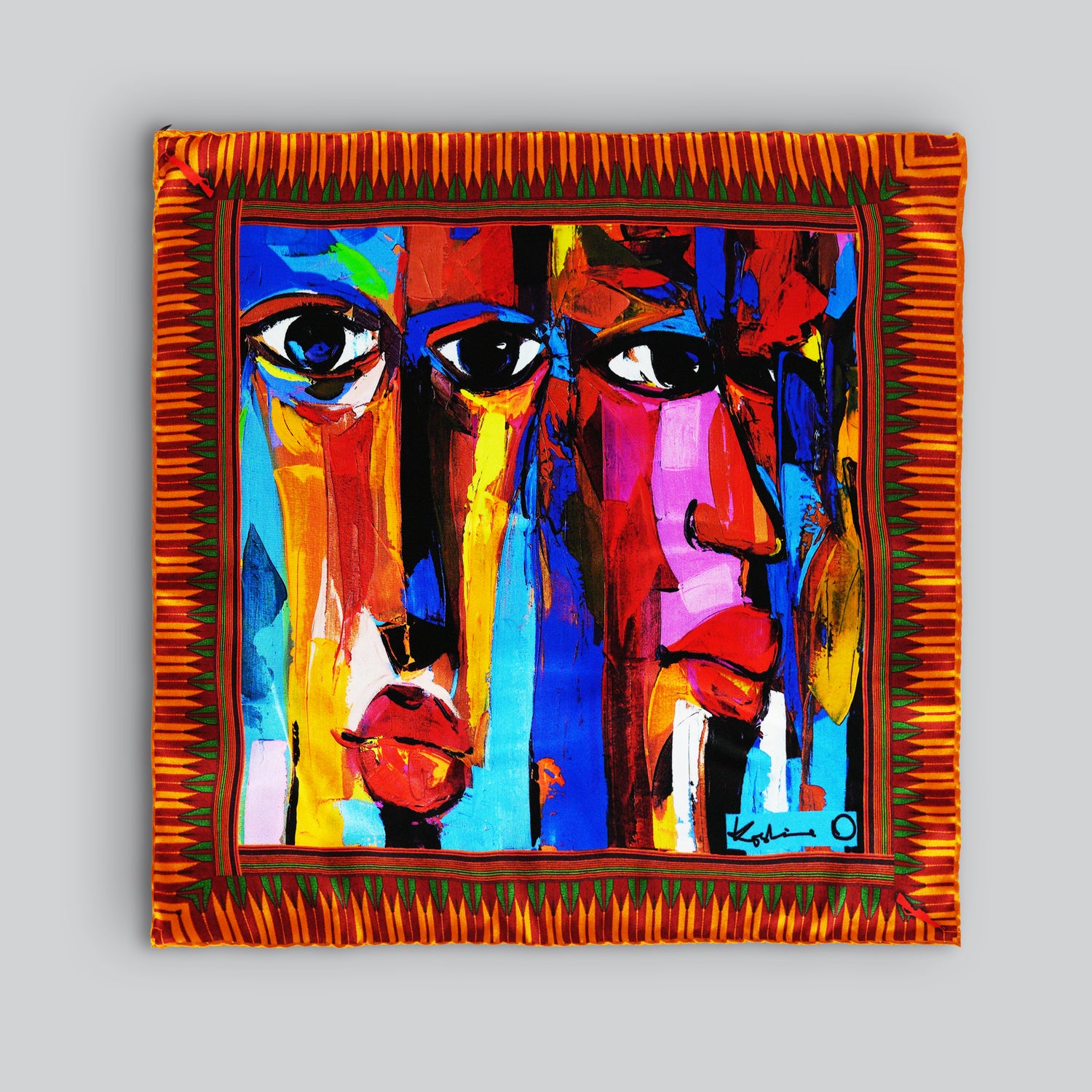 "PORTRAIT OF AFRICA" SILK BANDANA - MULTICOLOR