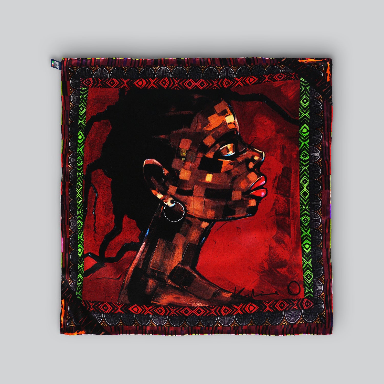 "PROFILE OF AFRICA" SILK BANDANA - RED